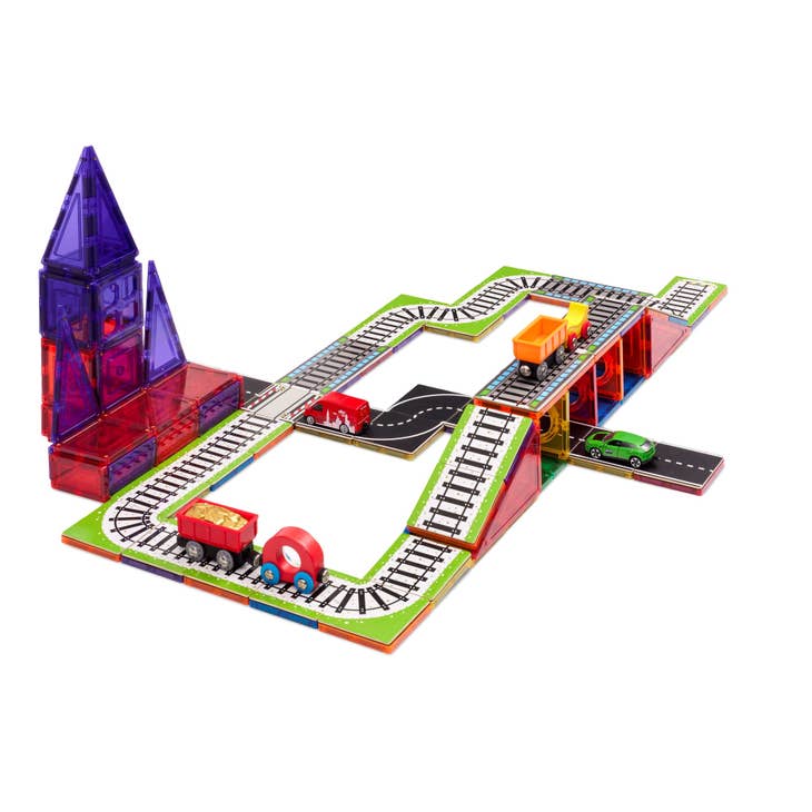Magnetic Tile Toppers - Train Track - 36 Pieces - 3+