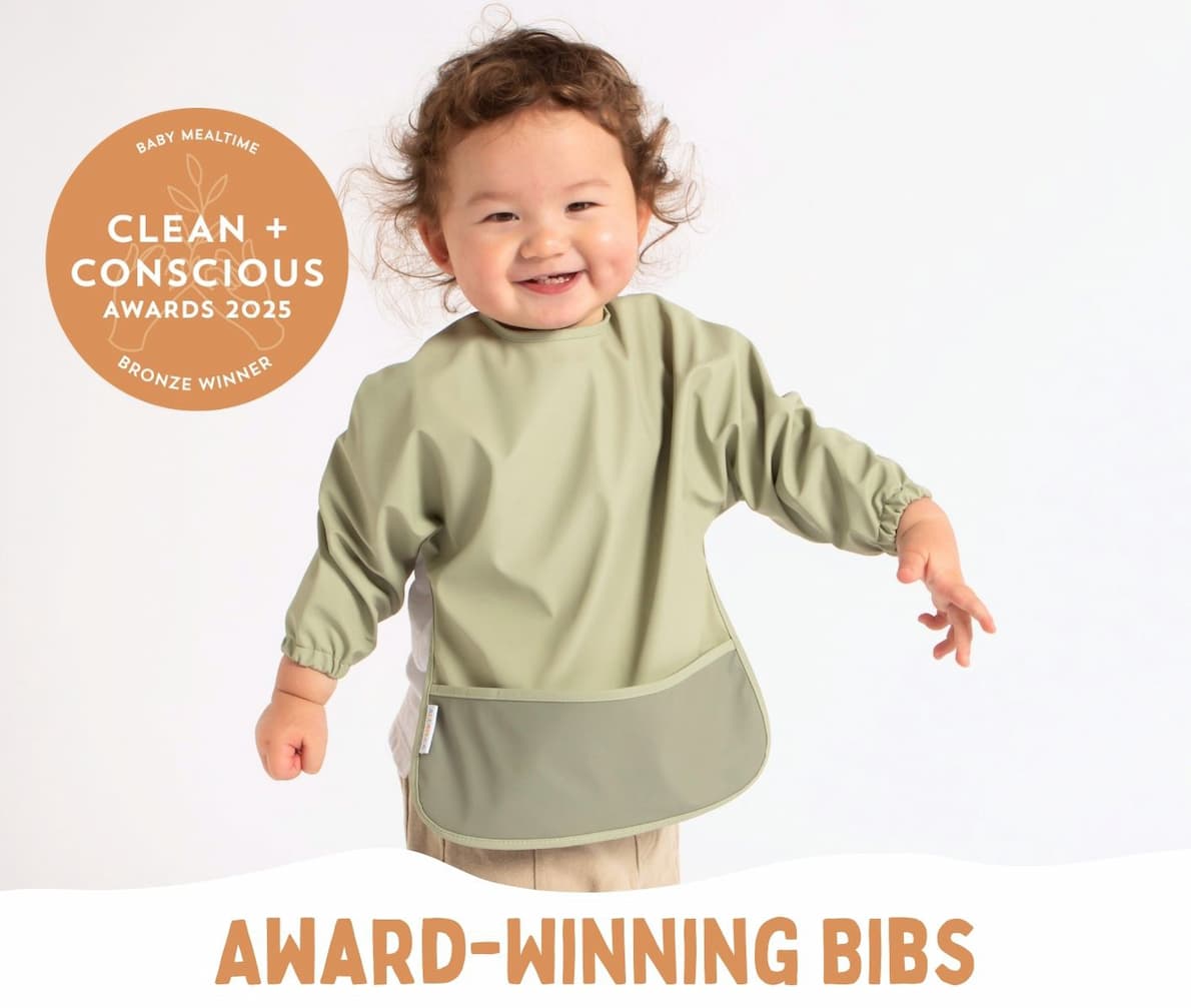 All4Ella Sage Long Sleeve Smock Bib Spotty Dot Toys
