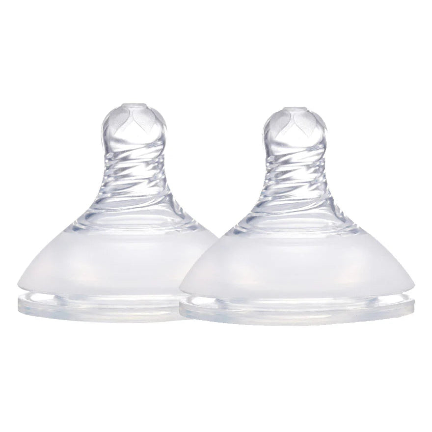 Anti Colic Teat Twin Pack Silicone Slow Flow Lion & Lady Spotty Dot Baby