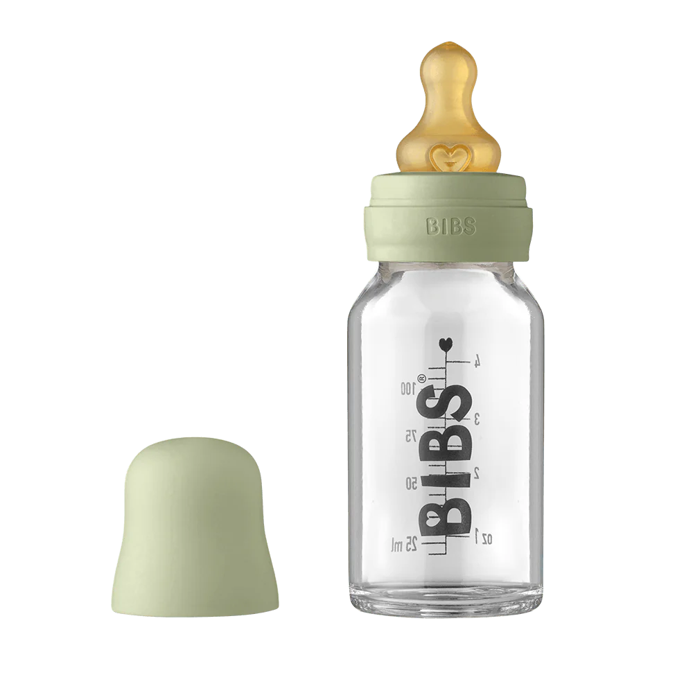 BIBS Glass Baby Bottle Sage 110ml Spotty Dot