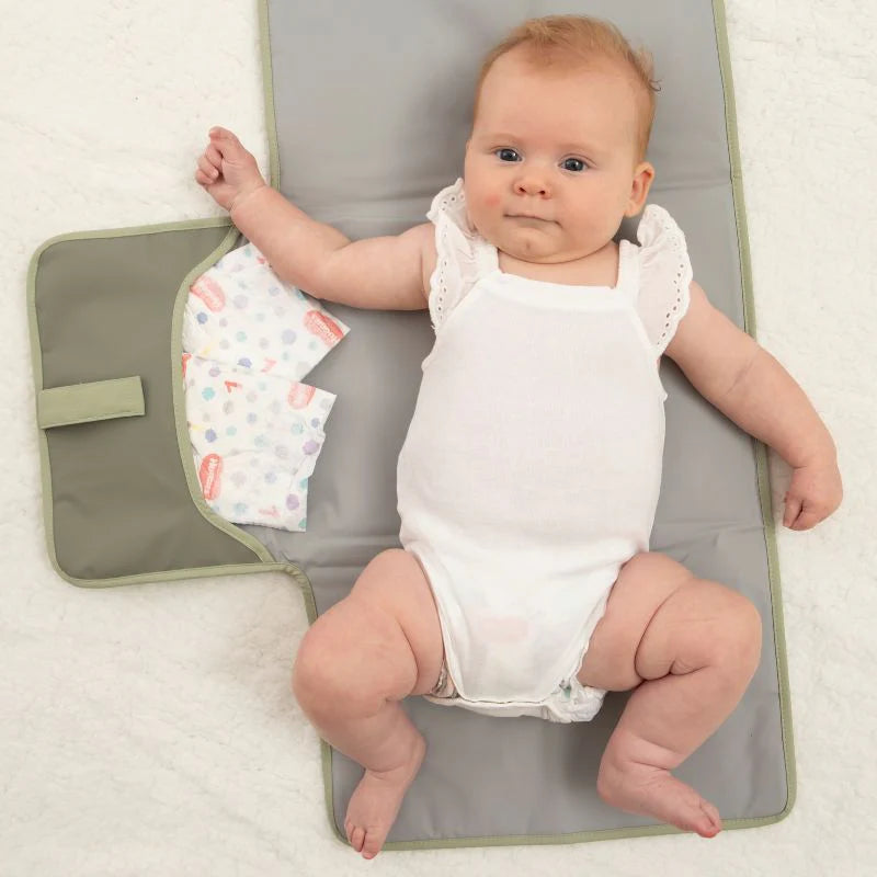 Baby Changing Wallet Mat Sage Spotty Dot