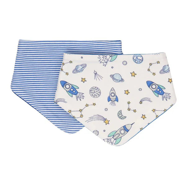 Blast Off Space Bandana Bib 2 pack Spotty Dot Baby