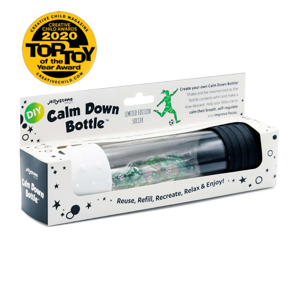Calm Down Bottle Soccer Spotty Dot