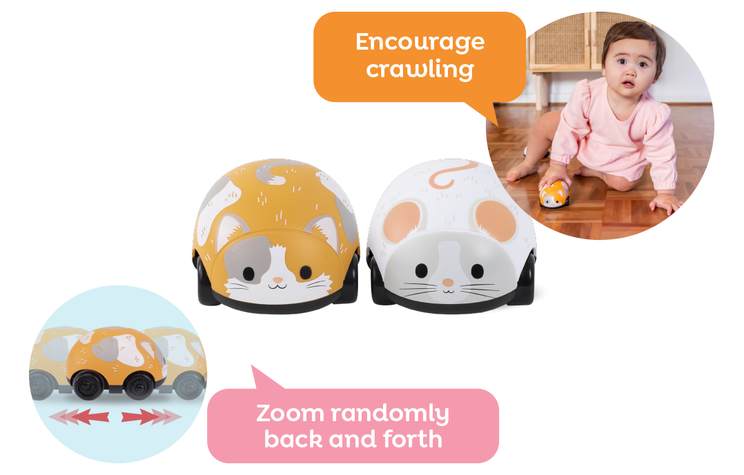 Cat & Mouse Pull Back Zoomies Spotty Dot Toys