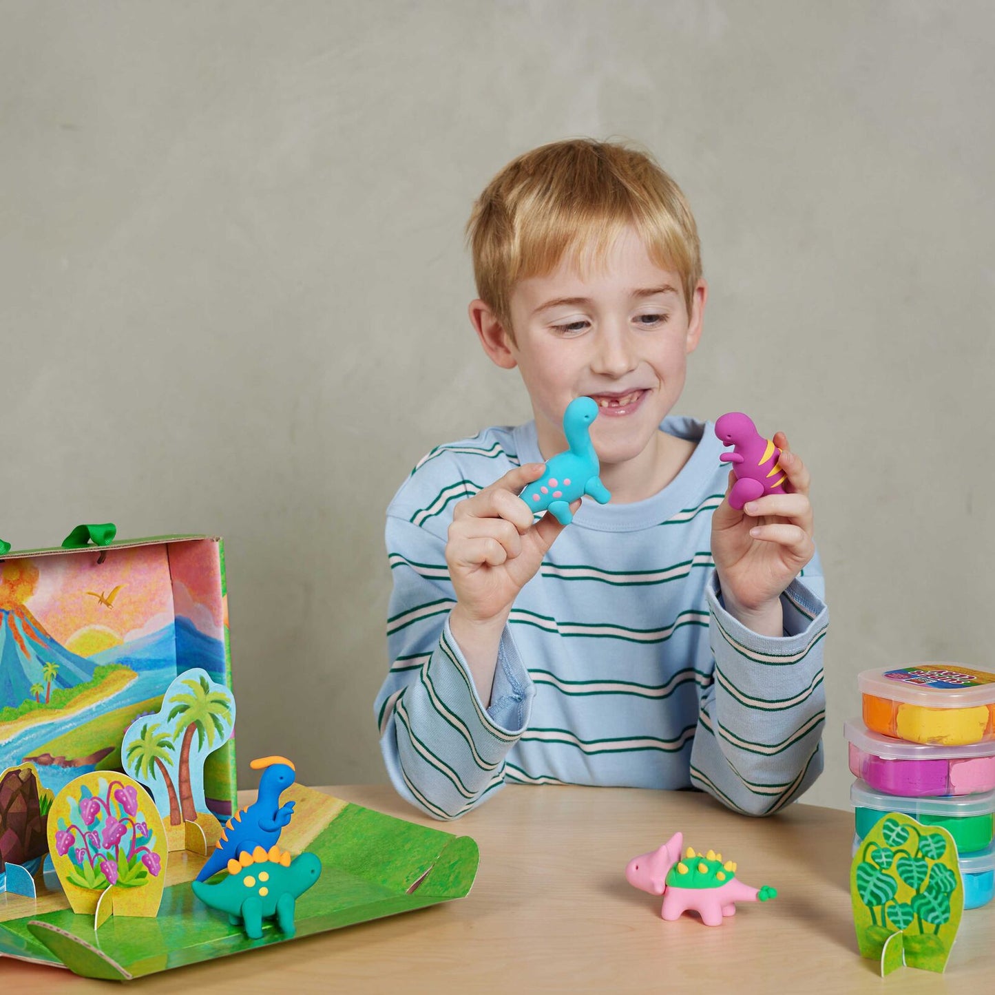 Claytopia Dinosaur World Air Dry Clay Kit Spotty Dot Toys