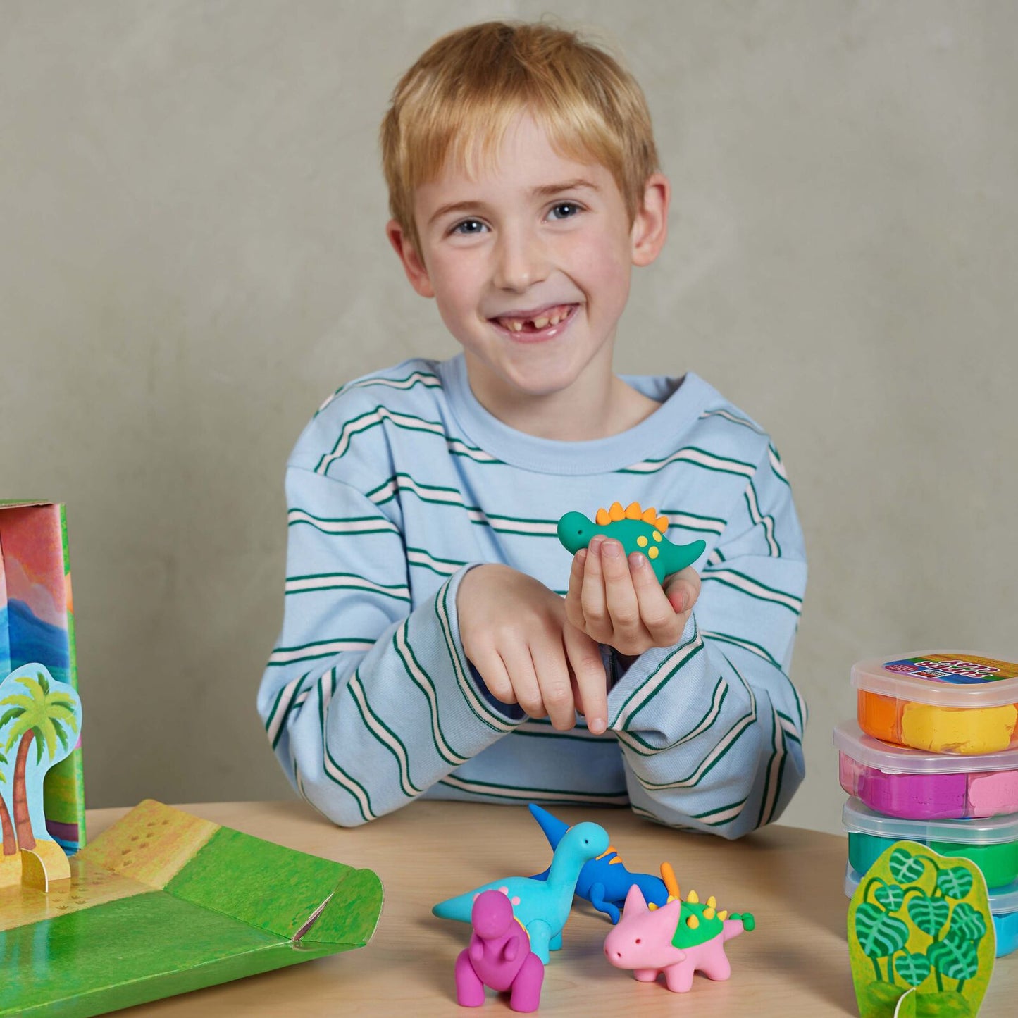 Claytopia Dinosaur World Air Dry Clay Kit Spotty Dot Toys