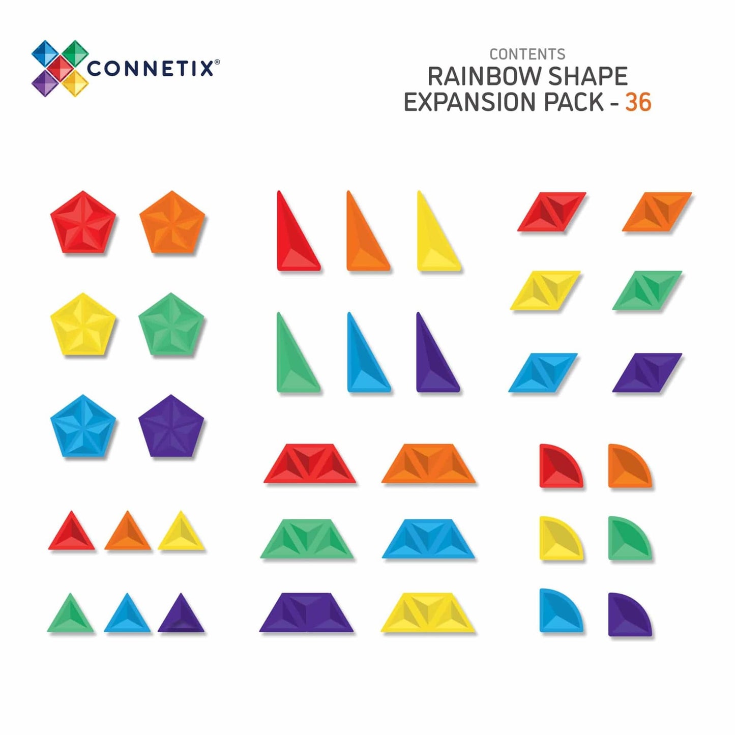 Connetix Magnetic Tiles - 36 Piece Rainbow Expansion Pack - Spotty Dot AU