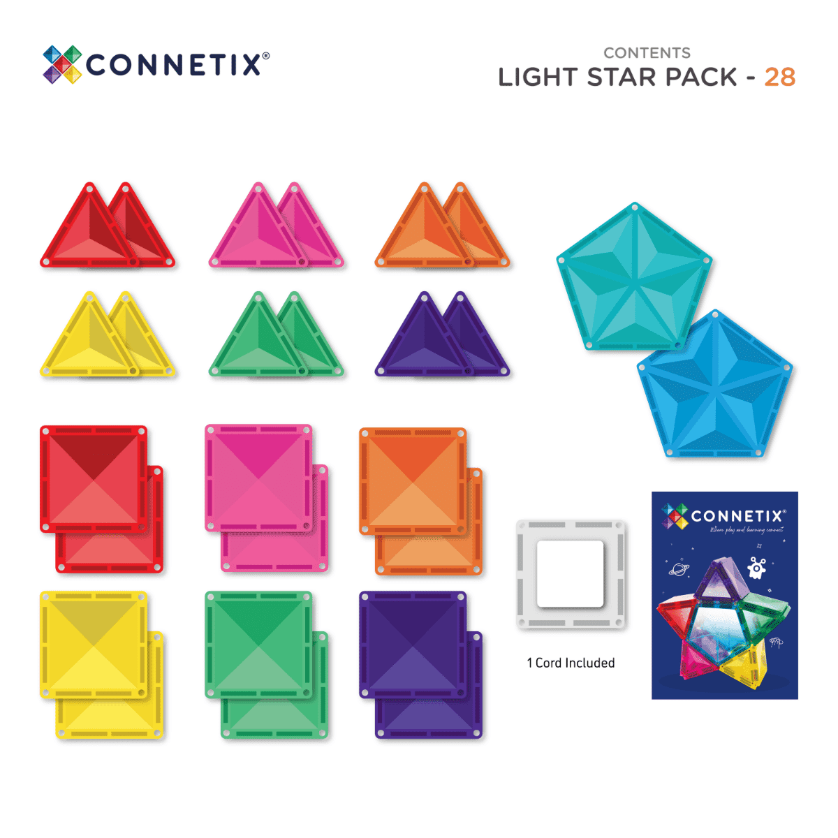 Connetix Magnetic Tiles Light Star Pack Spotty Dot Toys