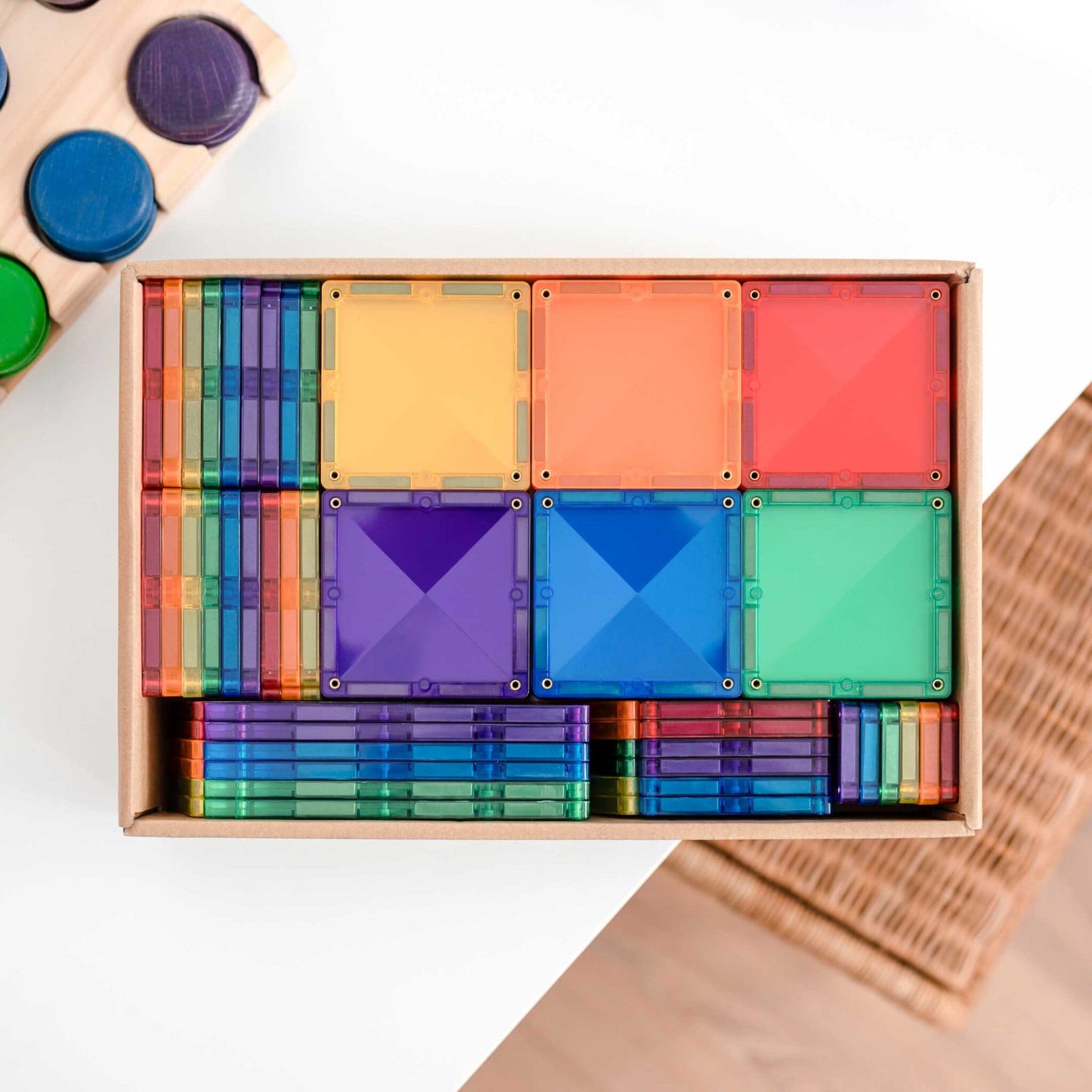 Connetix 102 pce Rainbow Magnetic Tiles Pack - Spotty Dot Toys