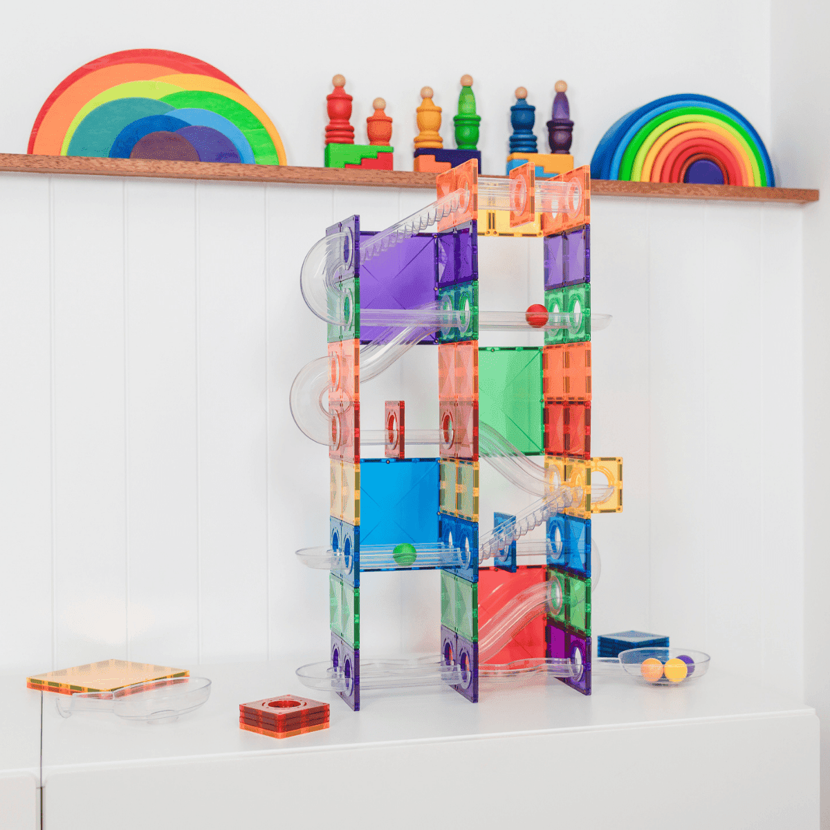 Connetix Magnetic Tiles Super Ball Run Pack Spotty Dot Toys
