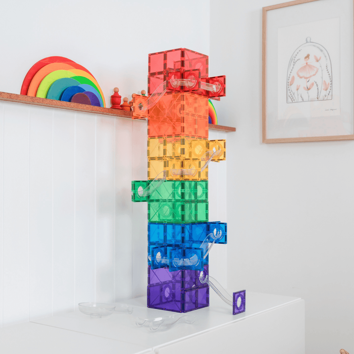 Connetix Magnetic Tiles Super Ball Run Pack Spotty Dot Toys