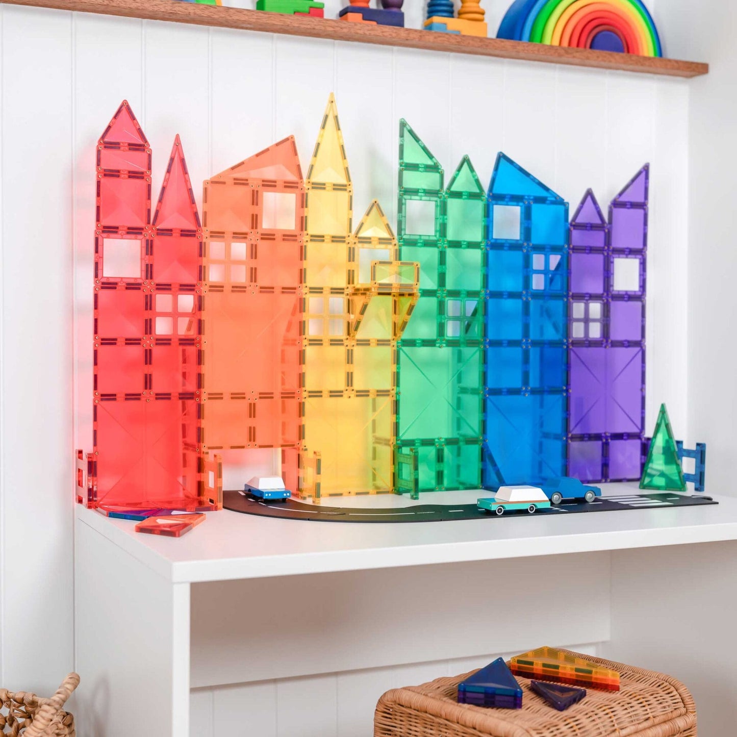 Connetix 102 pce Rainbow Magnetic Tiles Pack - Spotty Dot Toys