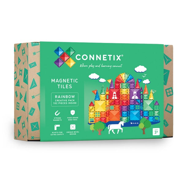 Connetix 102 pce Rainbow Magnetic Tiles Pack - Spotty Dot Toys