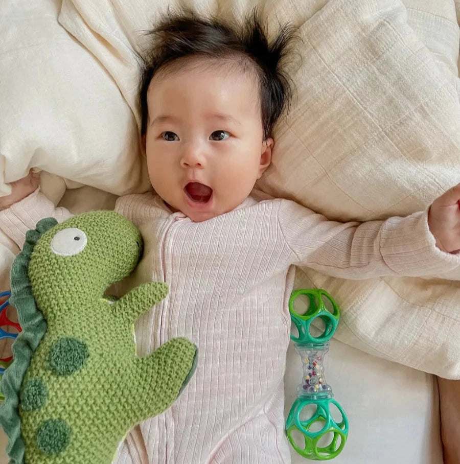 Dodger the Knitted Green Dinosaur Small Spotty Dot Kids