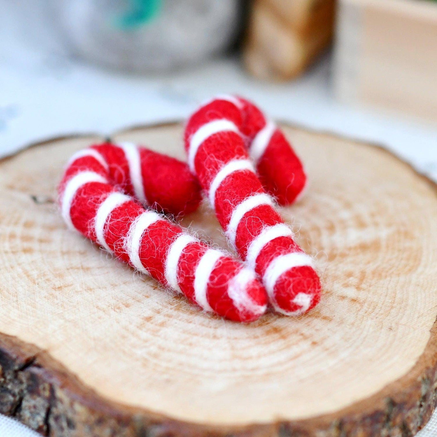 Felt Candy Cane Decoration - Spotty Dot