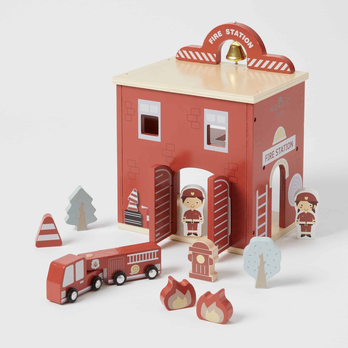 Wooden Fire Station Set - Spotty Dot Toys AU