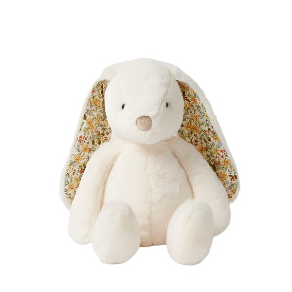 Floral Whtie Baby Bunny Toy - Spotty Dot