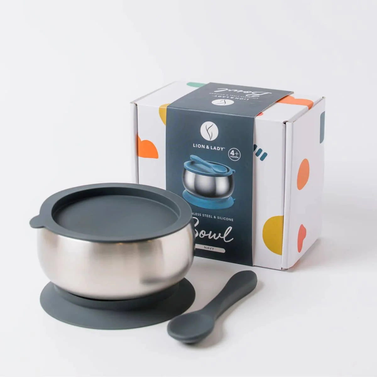 French Navy Stainless Steel Bowl Spotty Dot Child