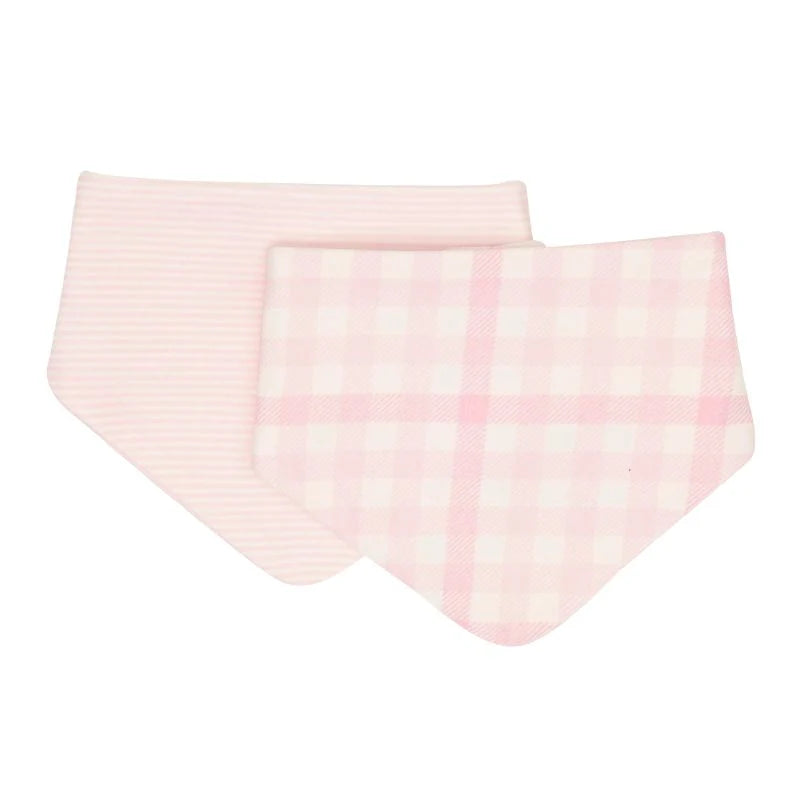 Gingham Pink Bandana Bib 2 pack Spotty Dot Baby