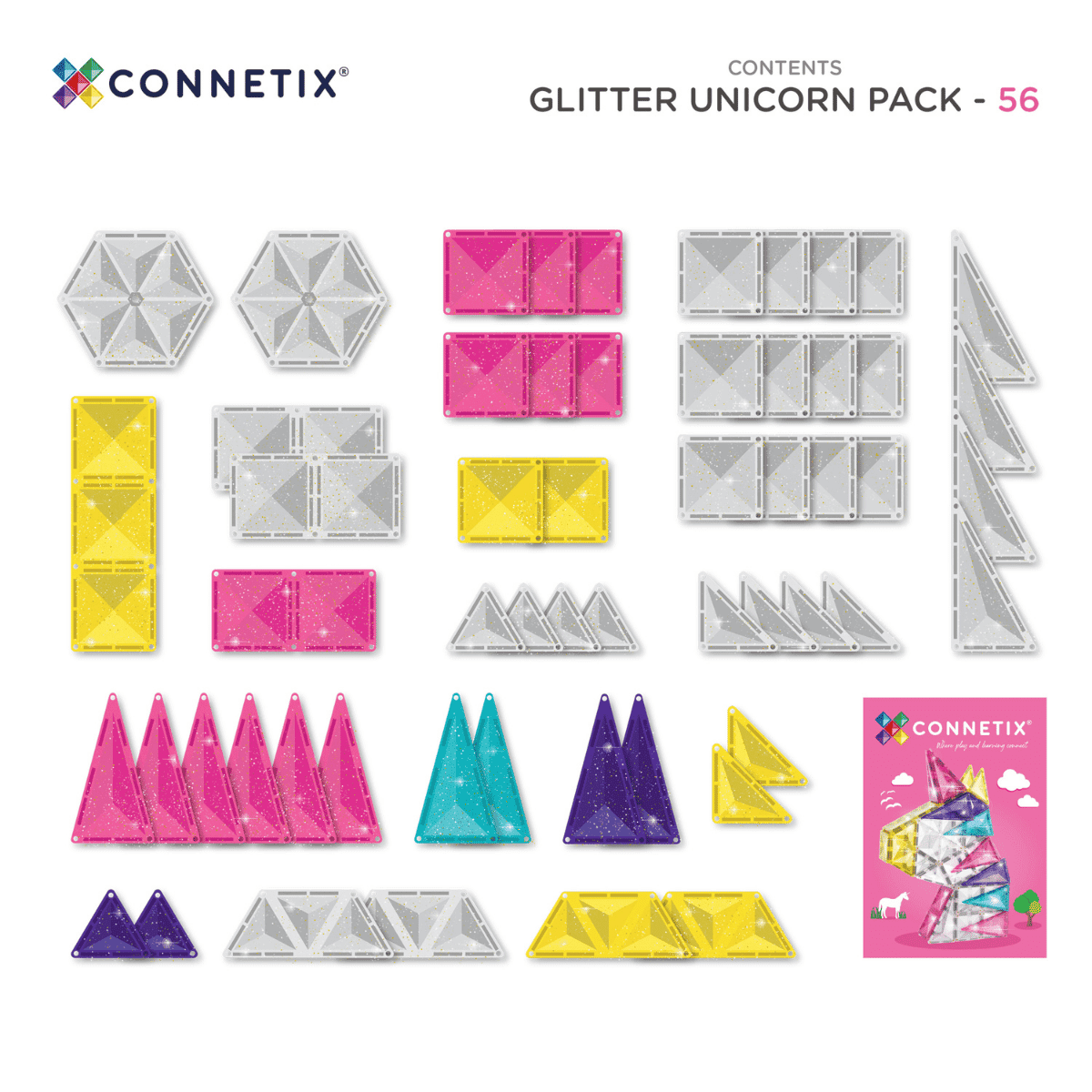 Glitter Unicorn Pack Connetix Magnetic Tiles Spotty Dot Toys