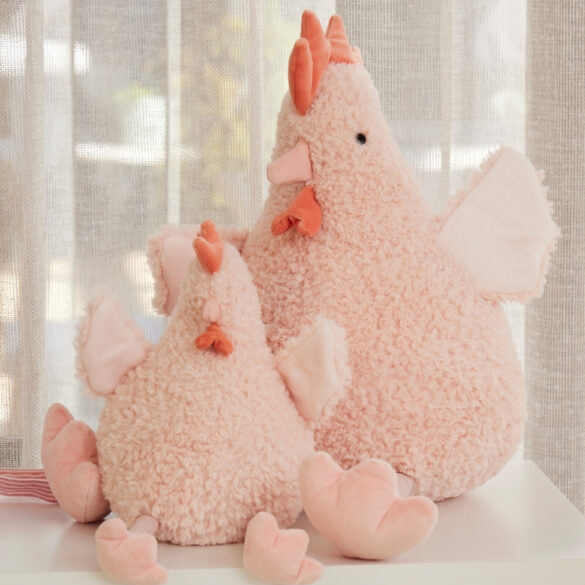 Josie Standard & Giant Size Pink Chickens Soft Toys Spotty Dot Kids