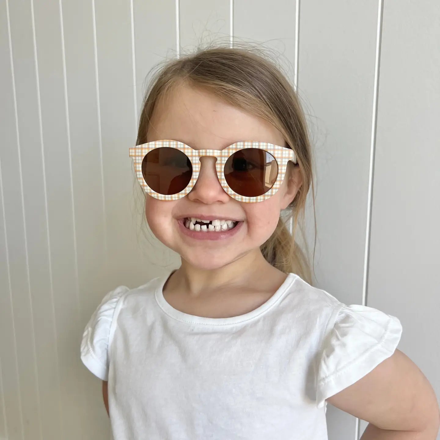 Kids Sunglasses Beige Check Spotty Dot