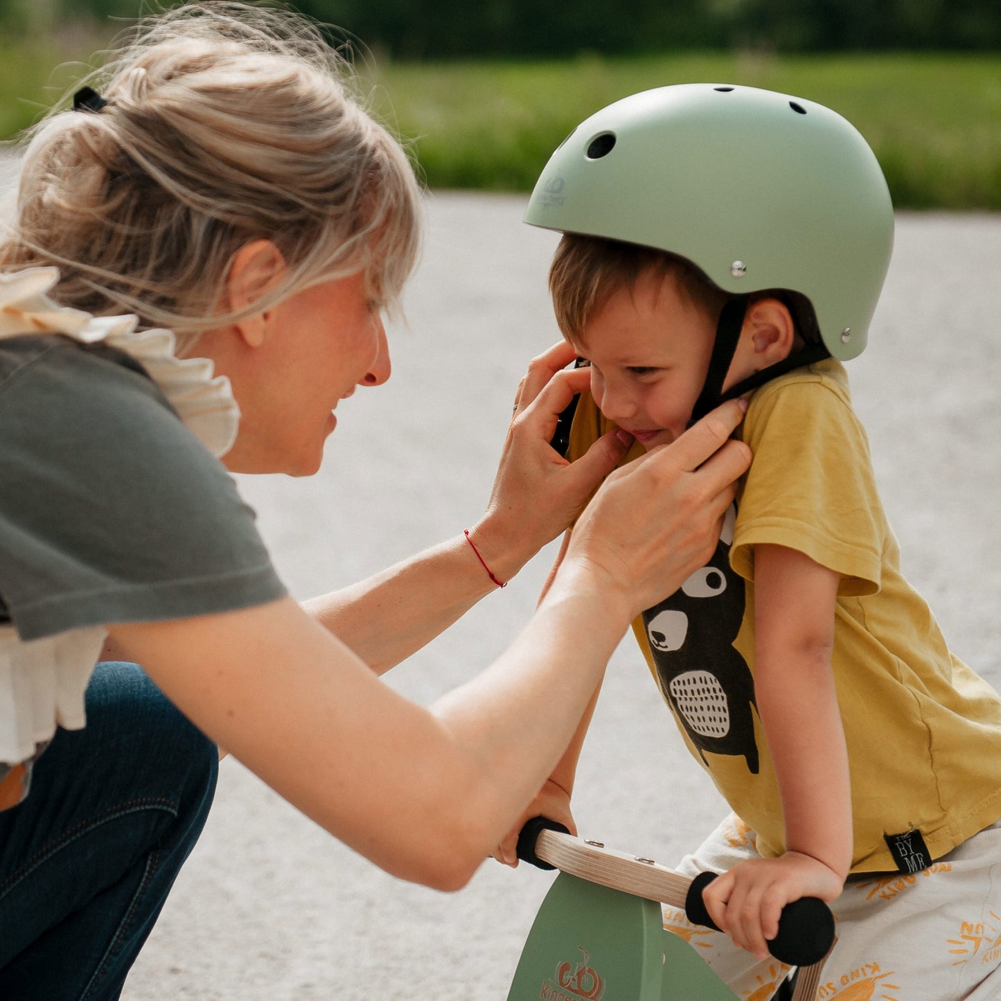Kinderfeets - Toddler Bike Helmet - Matte Silver Sage - Spotty Dot AU