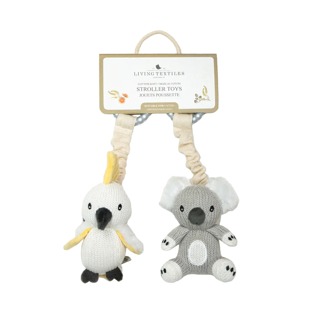 Knitted Baby Stroller Toys Cockatoo Koala Spotty Dot Toys