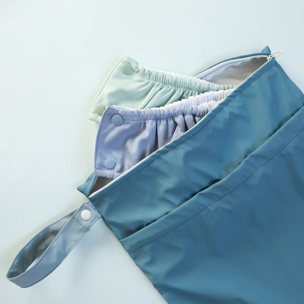 Large Recycled Wet Bag Blue Spotty Dot Baby