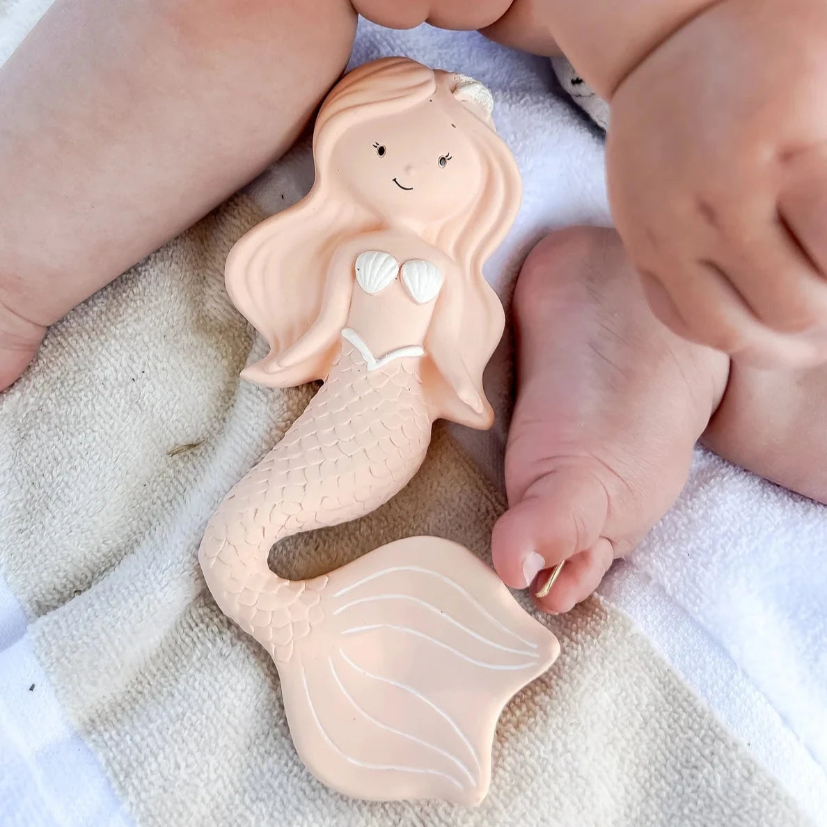 Maeve Mermaid Baby Teether Peach Spotty Dot