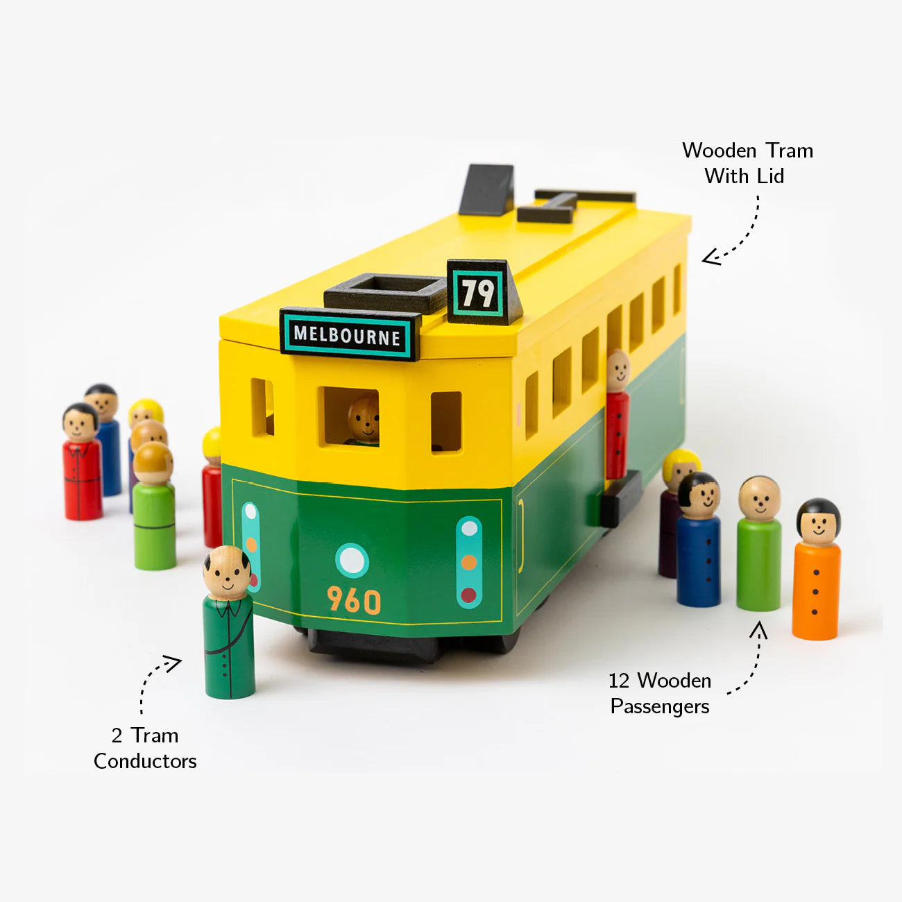 Make Me Iconic Melbourne Wooden Tram Large Spotty Dot Toys