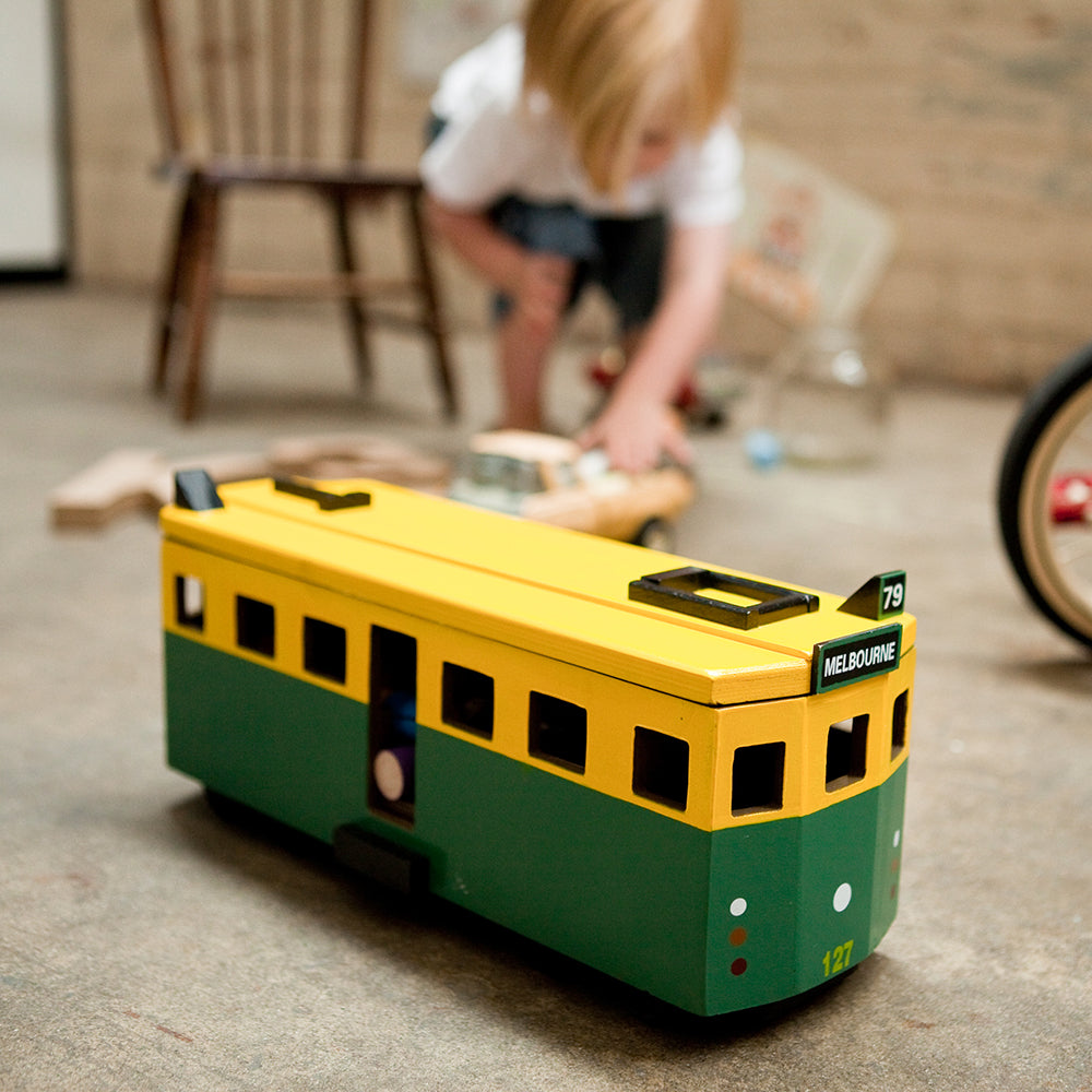 Melbourne Wooden Tram Toy - Spotty Dot Toys
