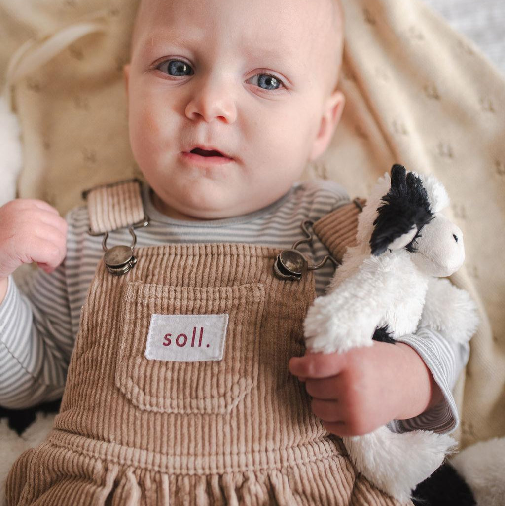 Mini Clover the Cow Rattle Black & White Spotty Dot Toys