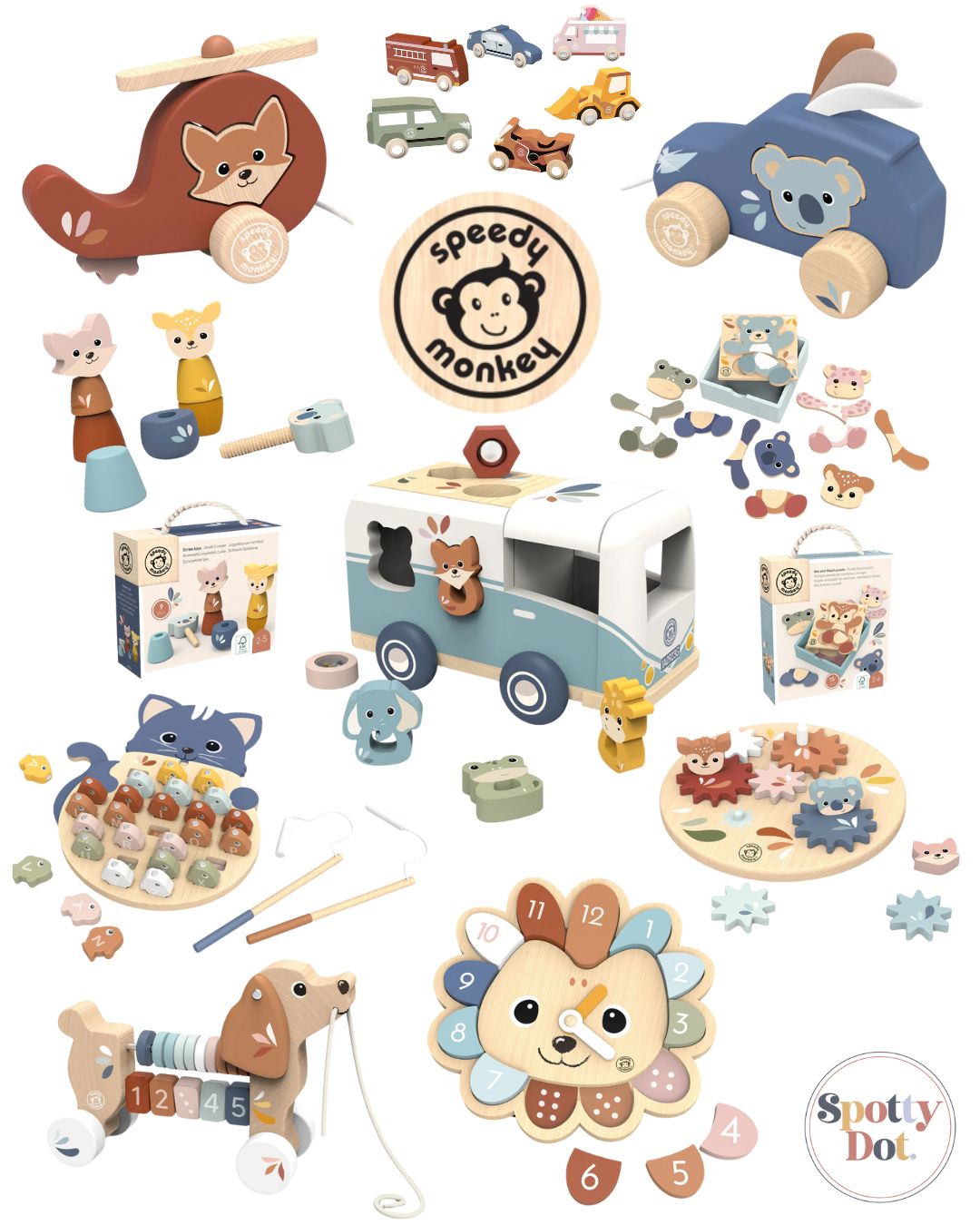 New Speedy Monkey Wooden Toys Spotty Dot Shop
