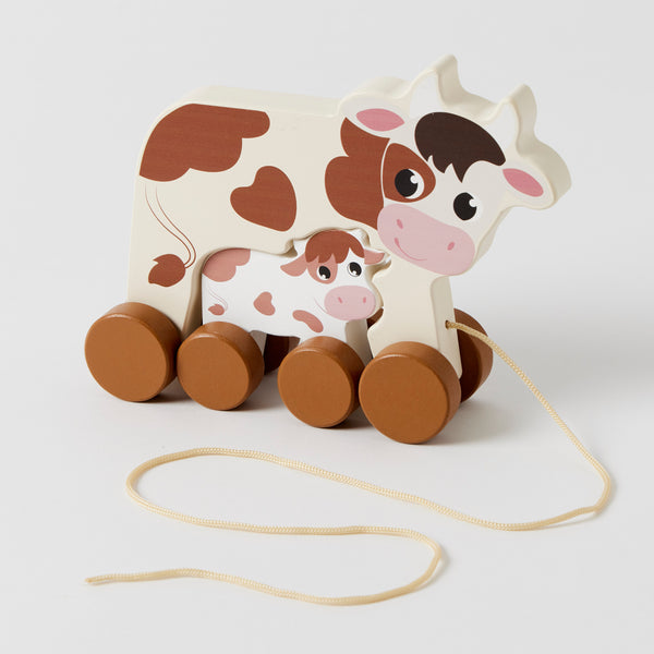 Pull Along Cow & Baby - Spotty Dot Toys