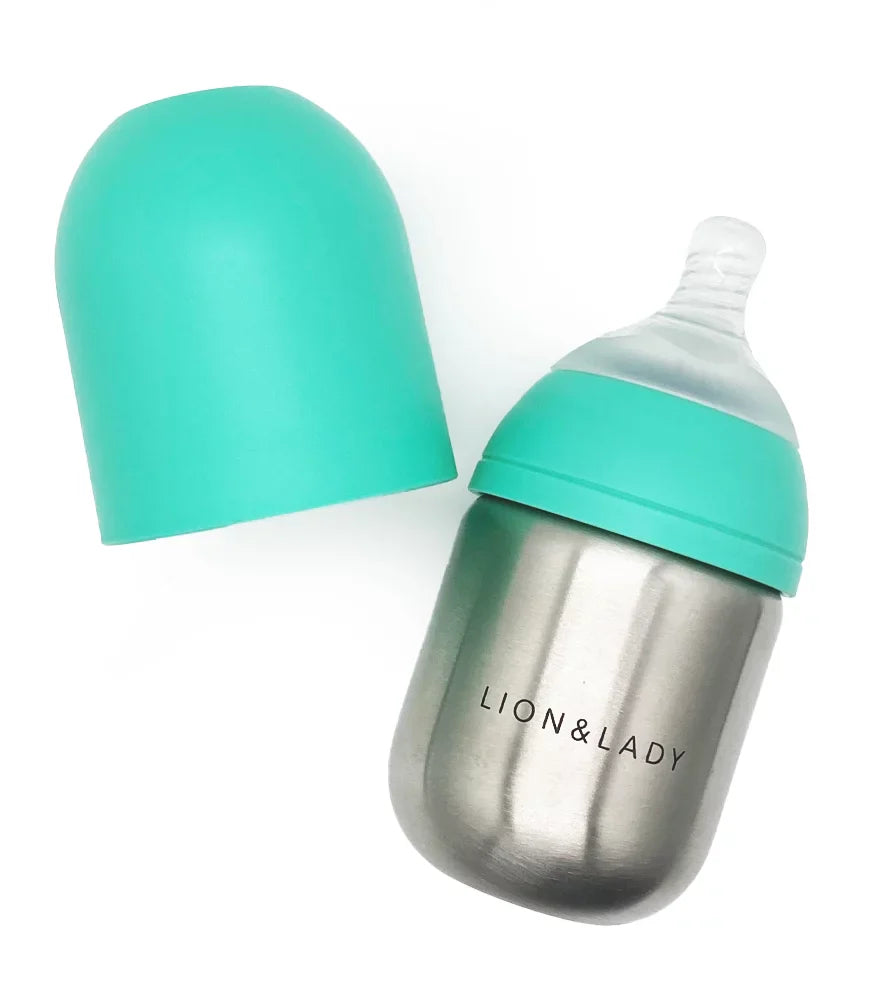 Stainless Steel Feeding Bottle Mint Spotty Dot Baby
