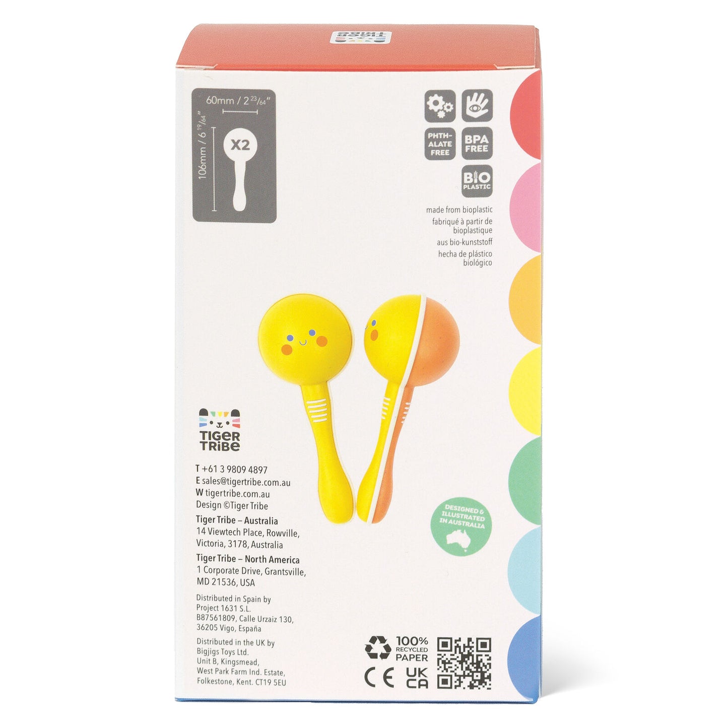 Tiger Tribe Eco Maracas Pair Spotty Dot Kids