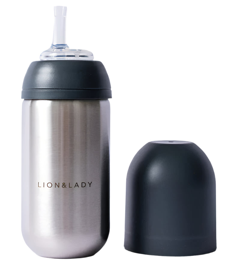 Toddler Straw Cup French Navy 350ml 18/8 Stainless Steel Spotty Dot Baby