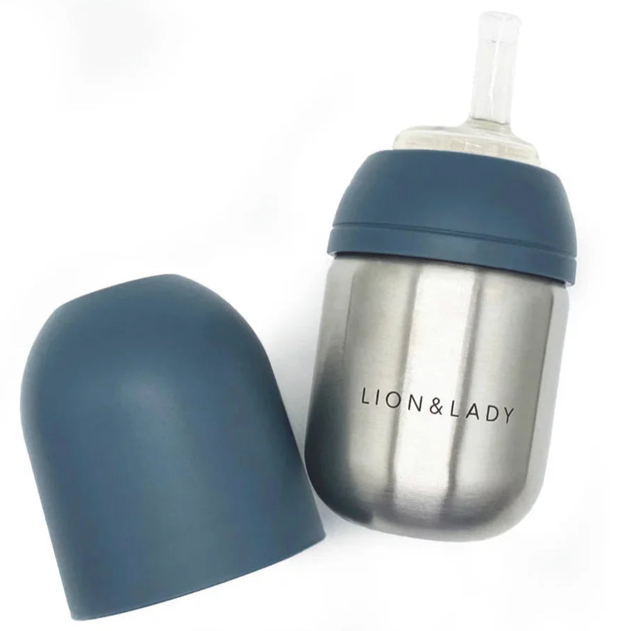 Toddler Straw Cup French Navy Spotty Dot Baby