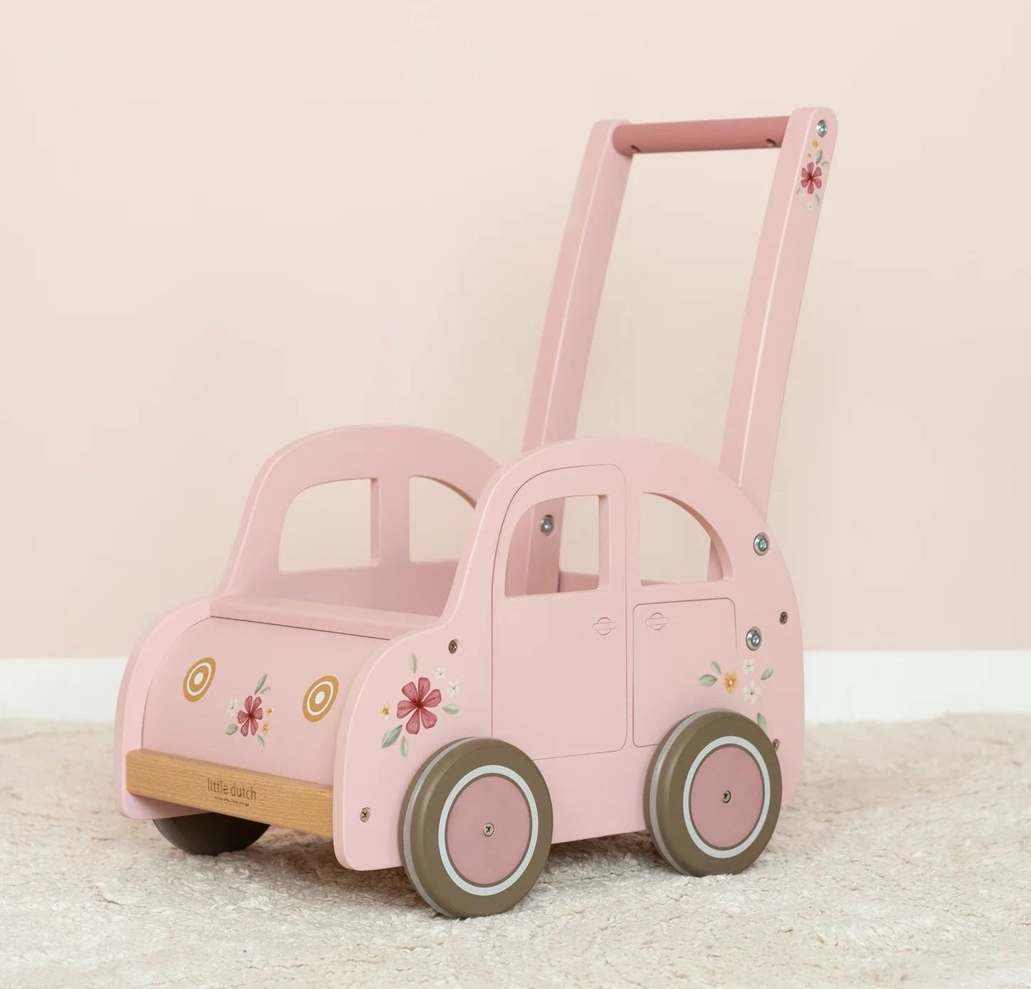 Vintage Baby Pink Car Walker Spotty Dot Toys