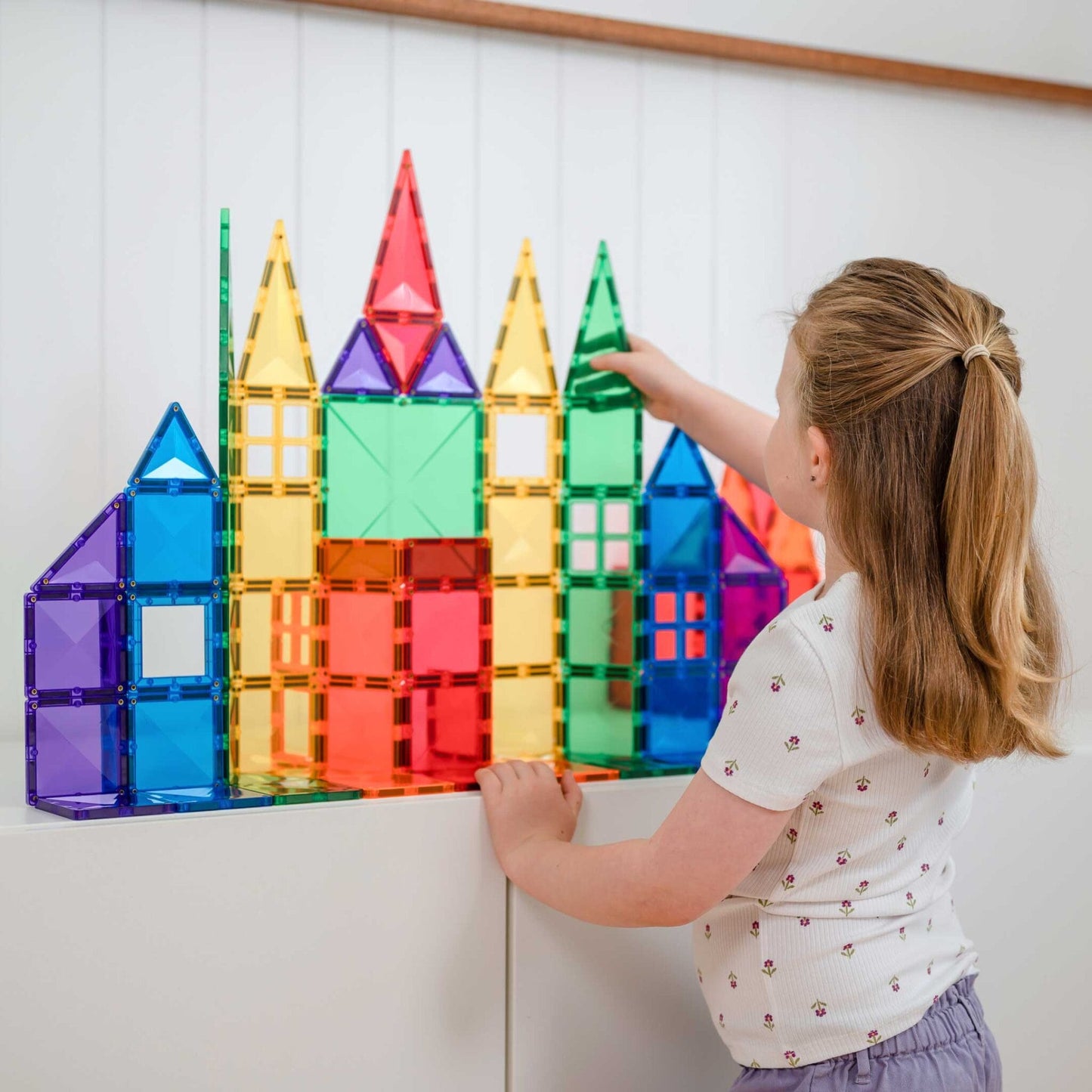 Connetix 102 pce Rainbow Magnetic Tiles Pack - Spotty Dot Toys