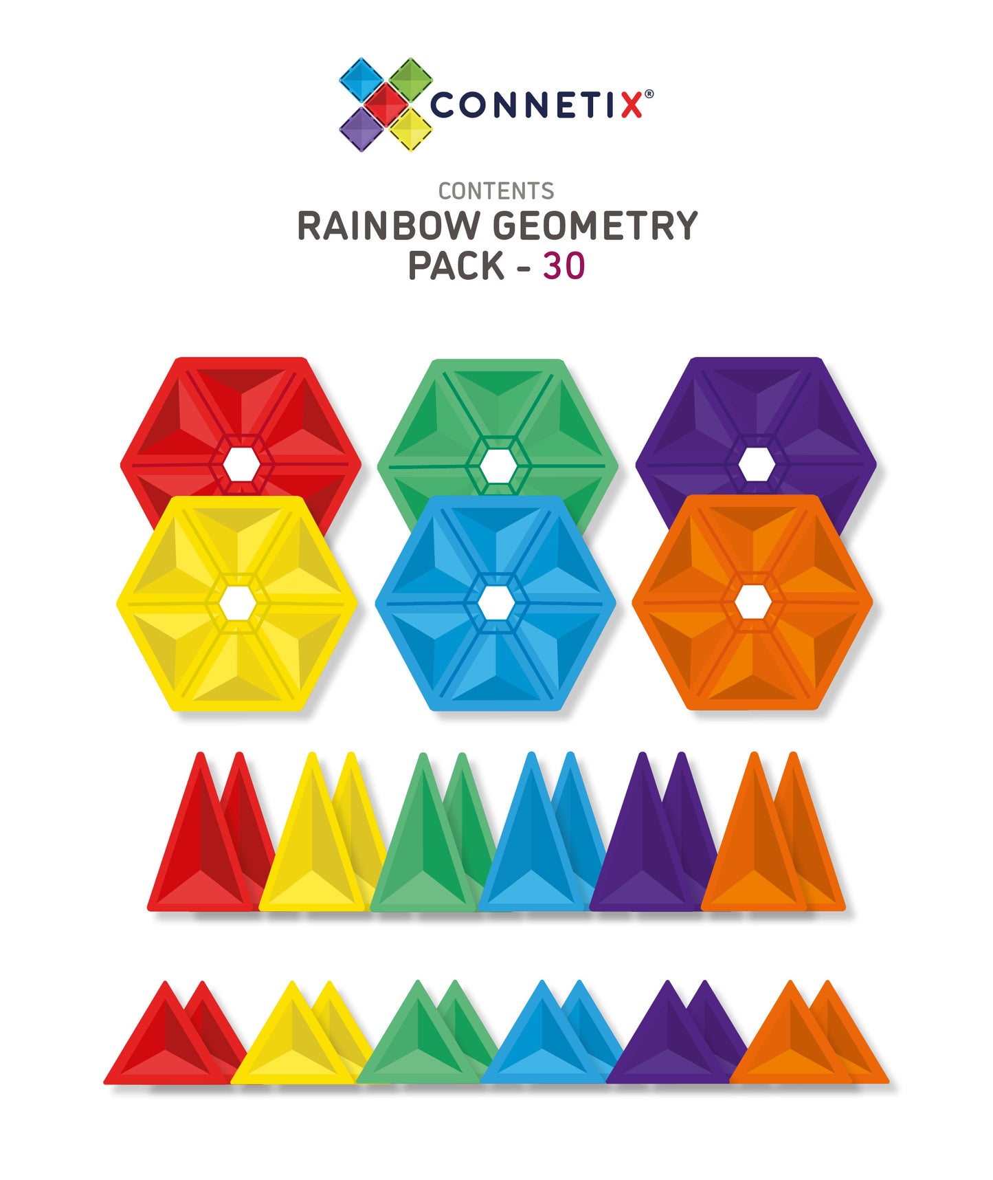 30 Piece Geometry Pack - Connetix Magnetic Tiles