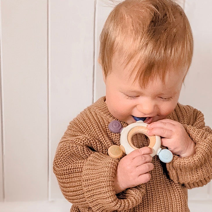 Silicone Sensory Teether Blue - Spotty Dot AU