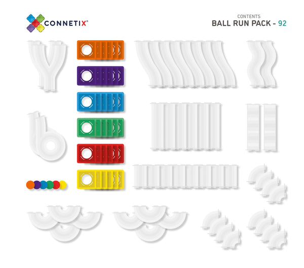 Connetix - Magnetic Tiles - 92 Piece - Ball Run Pack