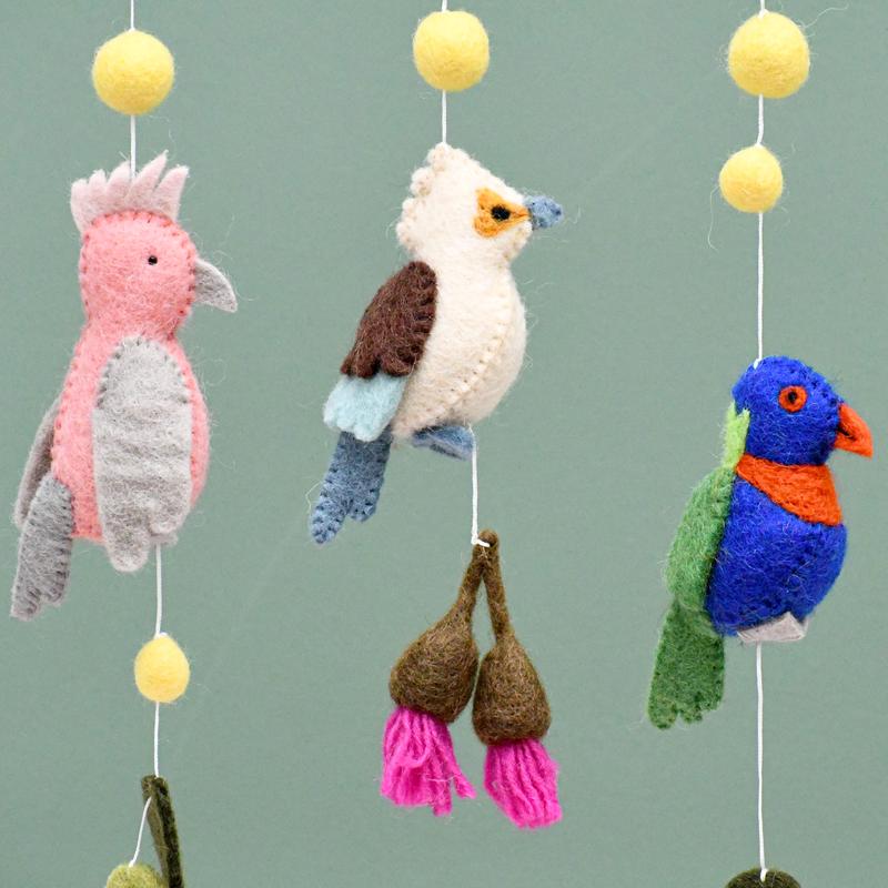 Australian Animals Felt Bird Mobile Hanger Spotty Dot Toys