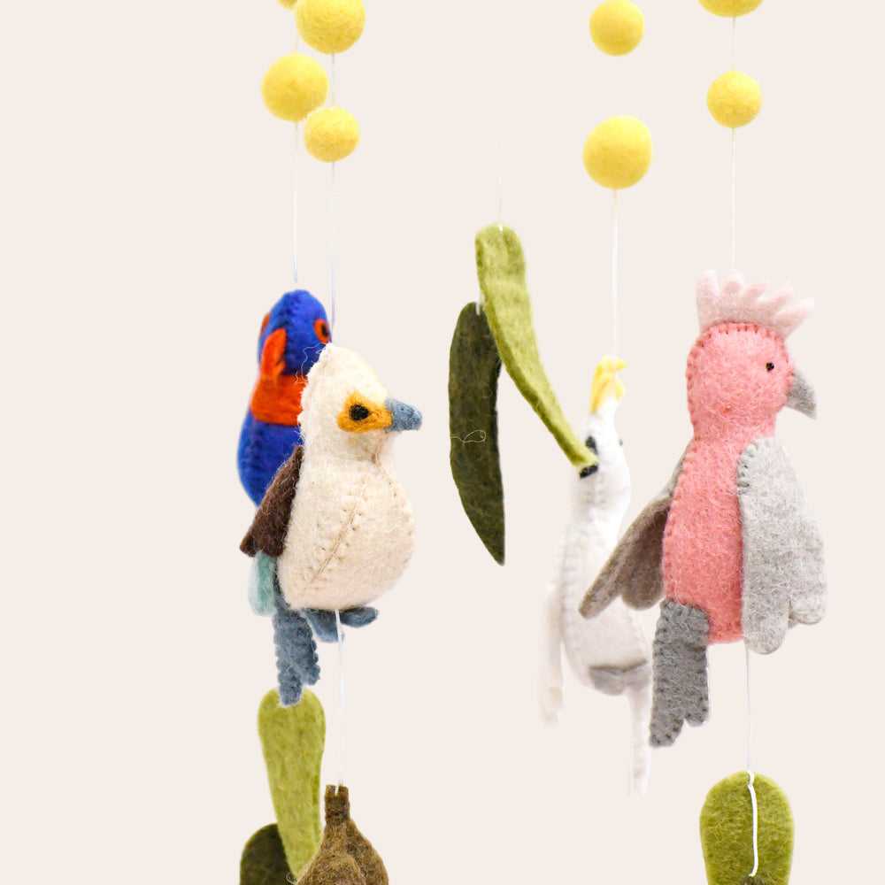 Tara Treasures Aussie Birds Felt Mobile Spotty Dot Child
