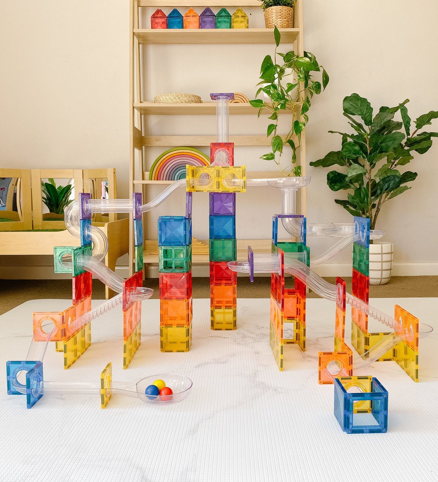 Connetix - Magnetic Tiles - 92 Piece - Ball Run Pack