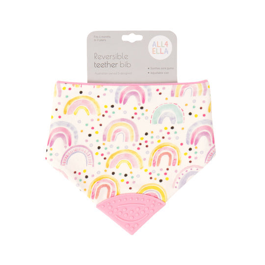 Reversible Teether Bib Watercolour Rainbow - Spotty Dot AU