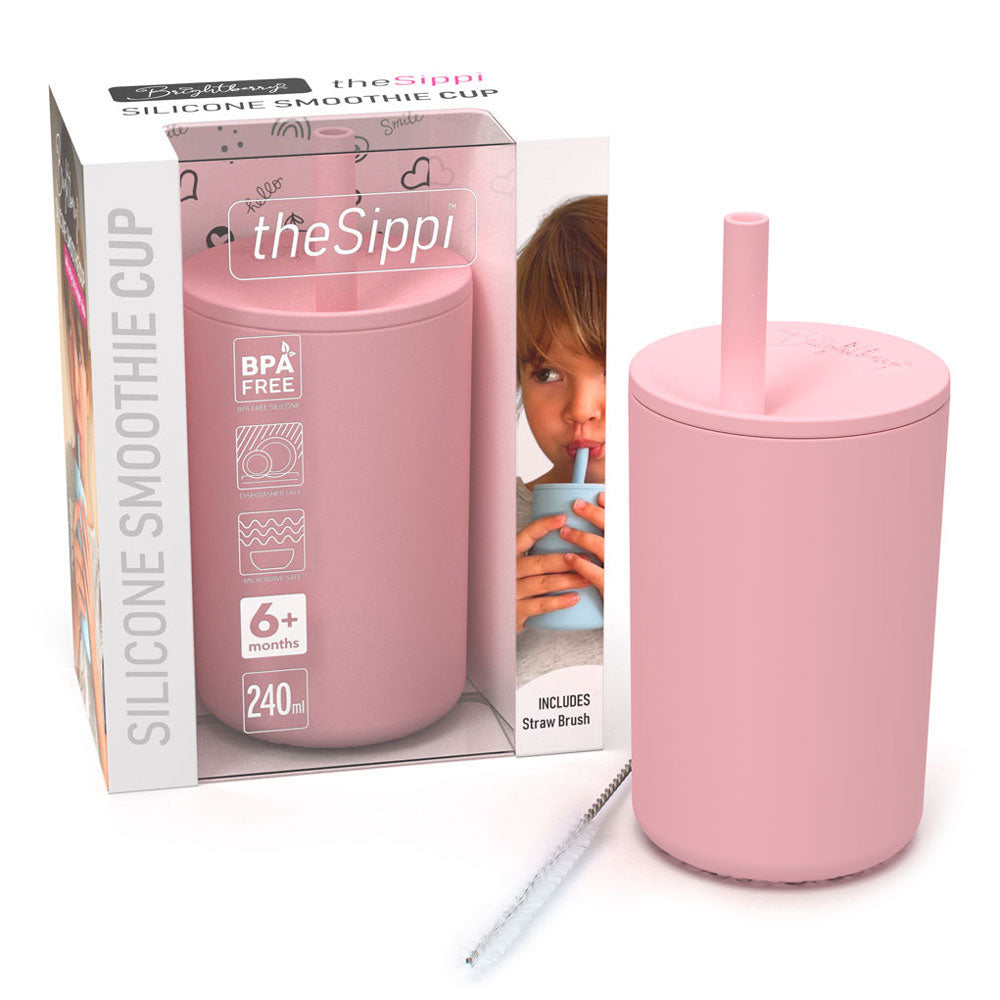 Coral Pink - Silicone Sippy Smoothie Cup Spotty Dot