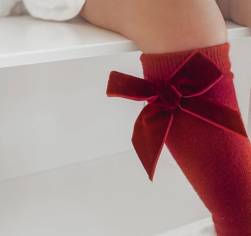 Cherry Red Knee High Socks - Spotty Dot AU